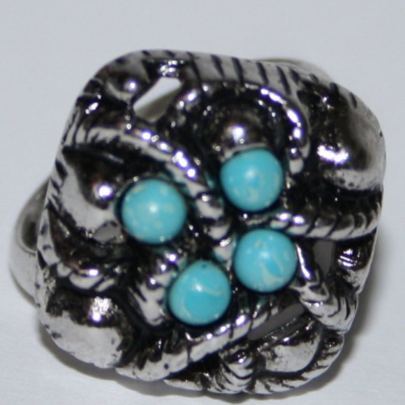 Vintage silver and turquoise avon ring adjustable - Picture 2 of 5